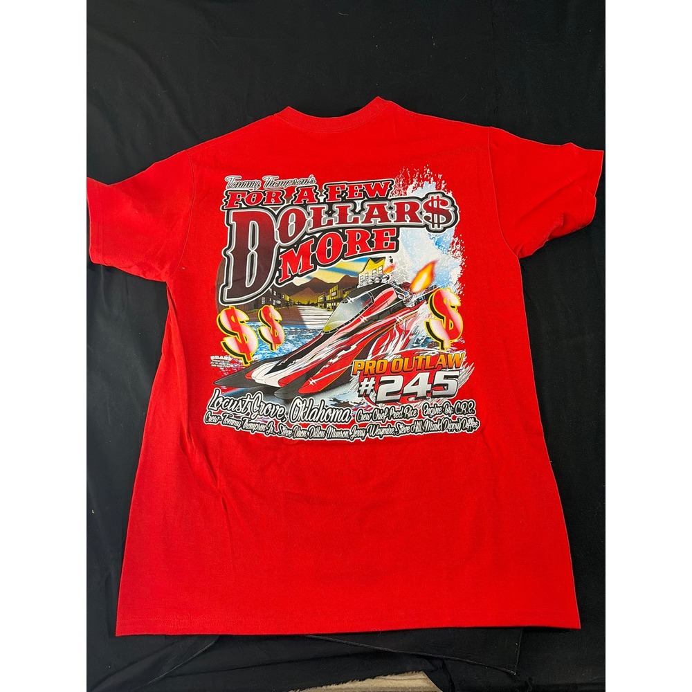 Gildan Tommy Thompson Motorsports Pro Outlaw #245 Drag Boat Racing T-Shirt Red M